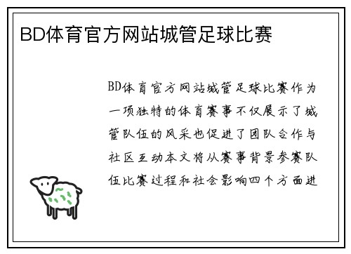 BD体育官方网站城管足球比赛