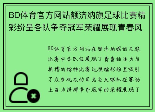 BD体育官方网站额济纳旗足球比赛精彩纷呈各队争夺冠军荣耀展现青春风采